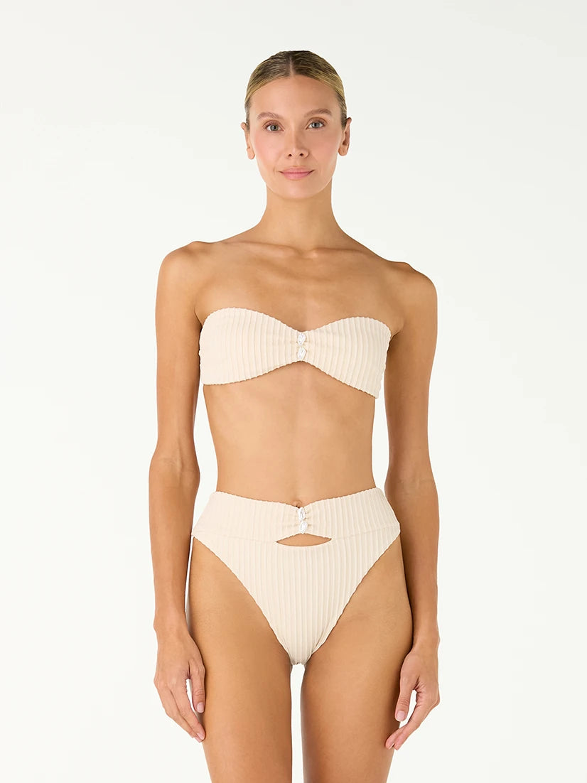 Top de Bikini Cane Shell Ivory