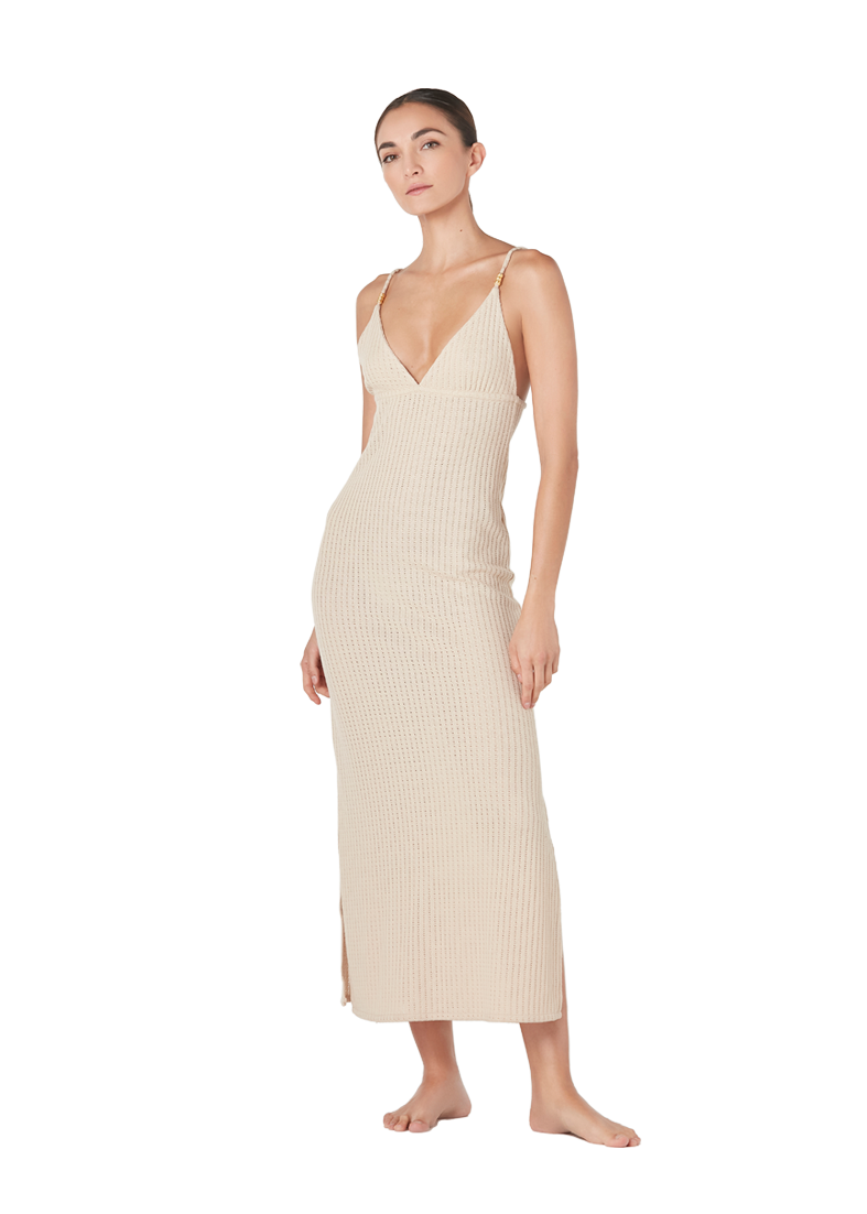 Vestido largo Olivia cappuccino