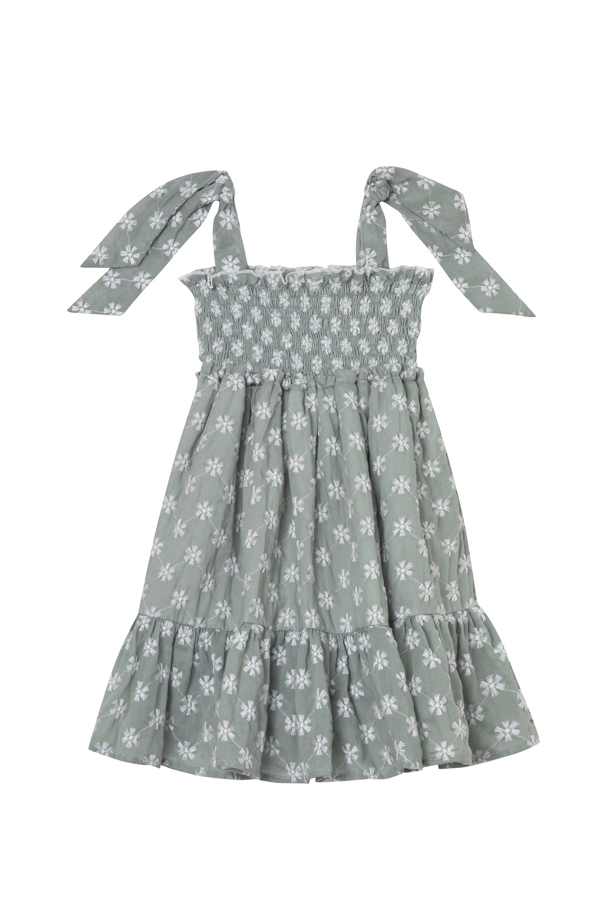 RUFFLED MINI DRESS DAISY GREEN TEA