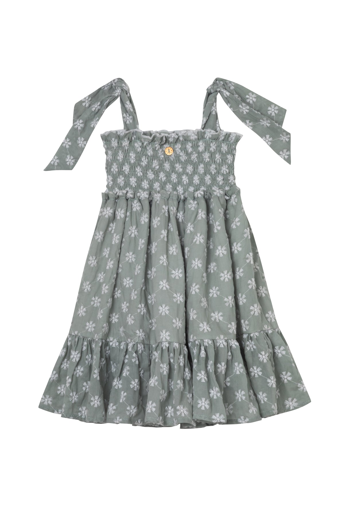 RUFFLED MINI DRESS DAISY GREEN TEA