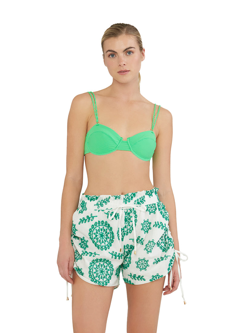 AZALEA SIDE RUCHED SHORTS EMERALD